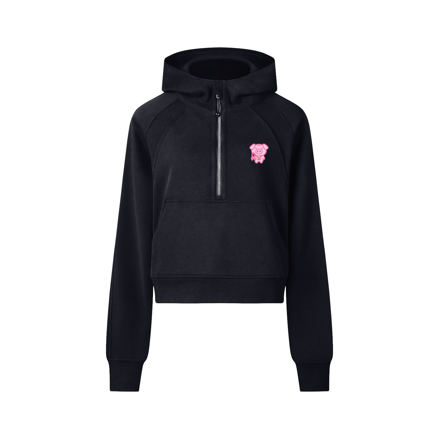 All Blues Breast Cancer Awareness (front only) Women's Cropped Half Zip Hoodie