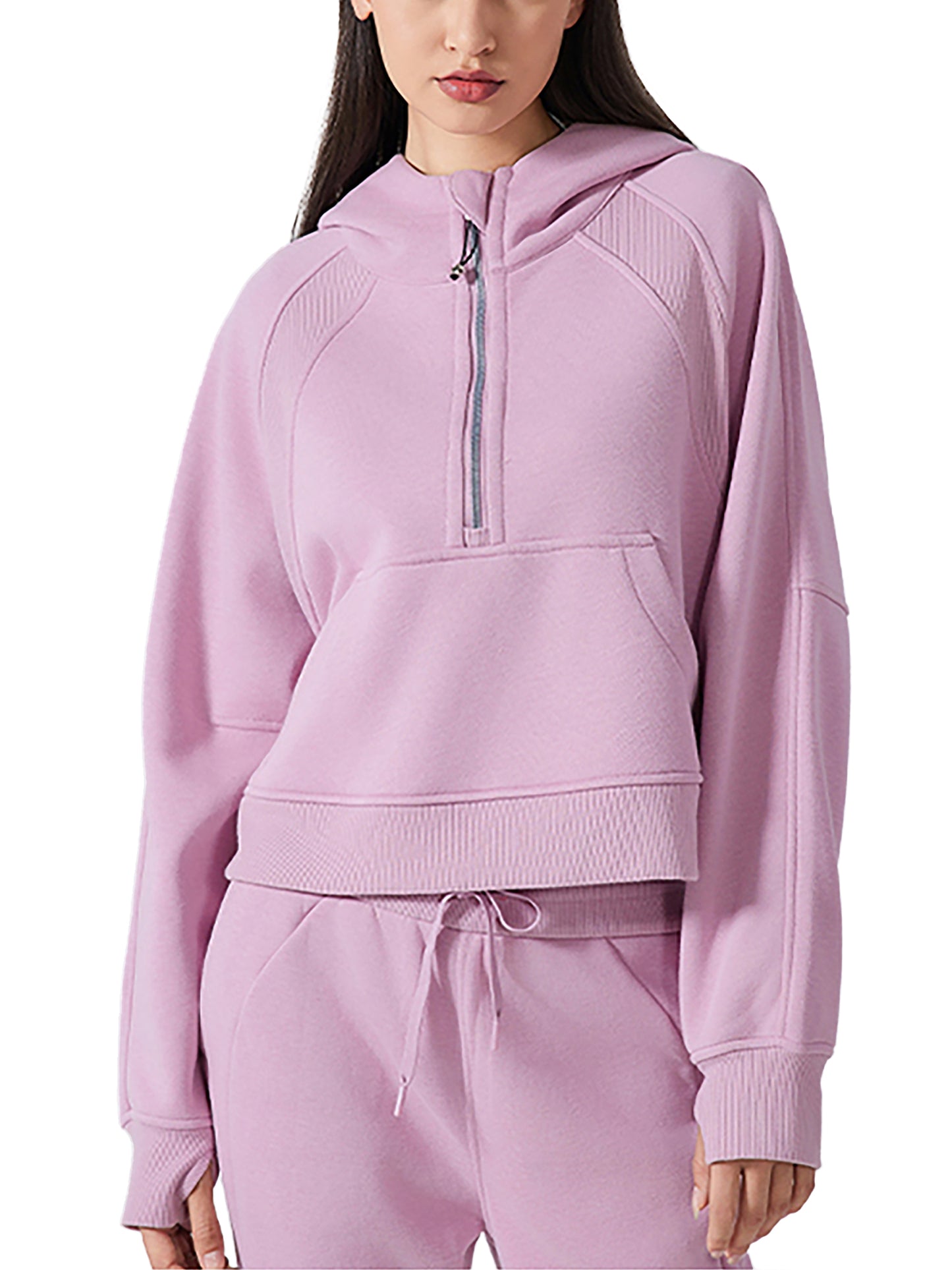 All Blues Breast Cancer Awareness (front only) Women's Cropped Half Zip Hoodie
