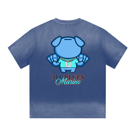 All Blues Marino Washed Drop Shoulder T Shirt