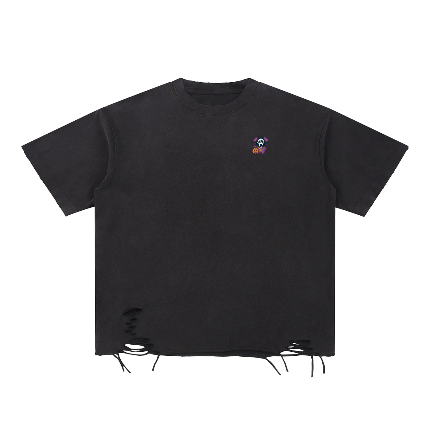 All Blues Hall-O-Scream Snow Washed Raw Hem T Shirt