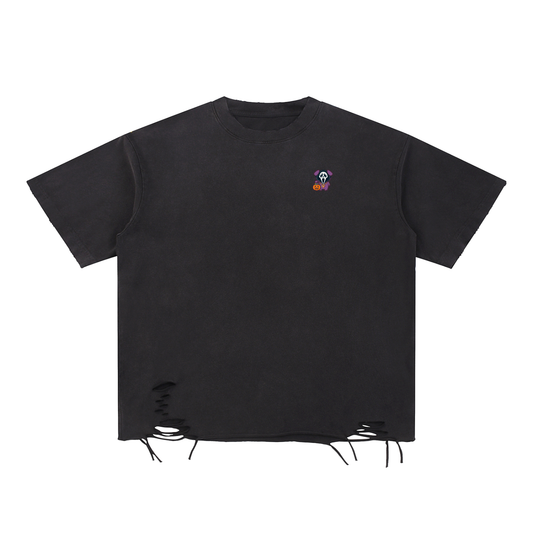 All Blues Hall-O-Scream Snow Washed Raw Hem T Shirt