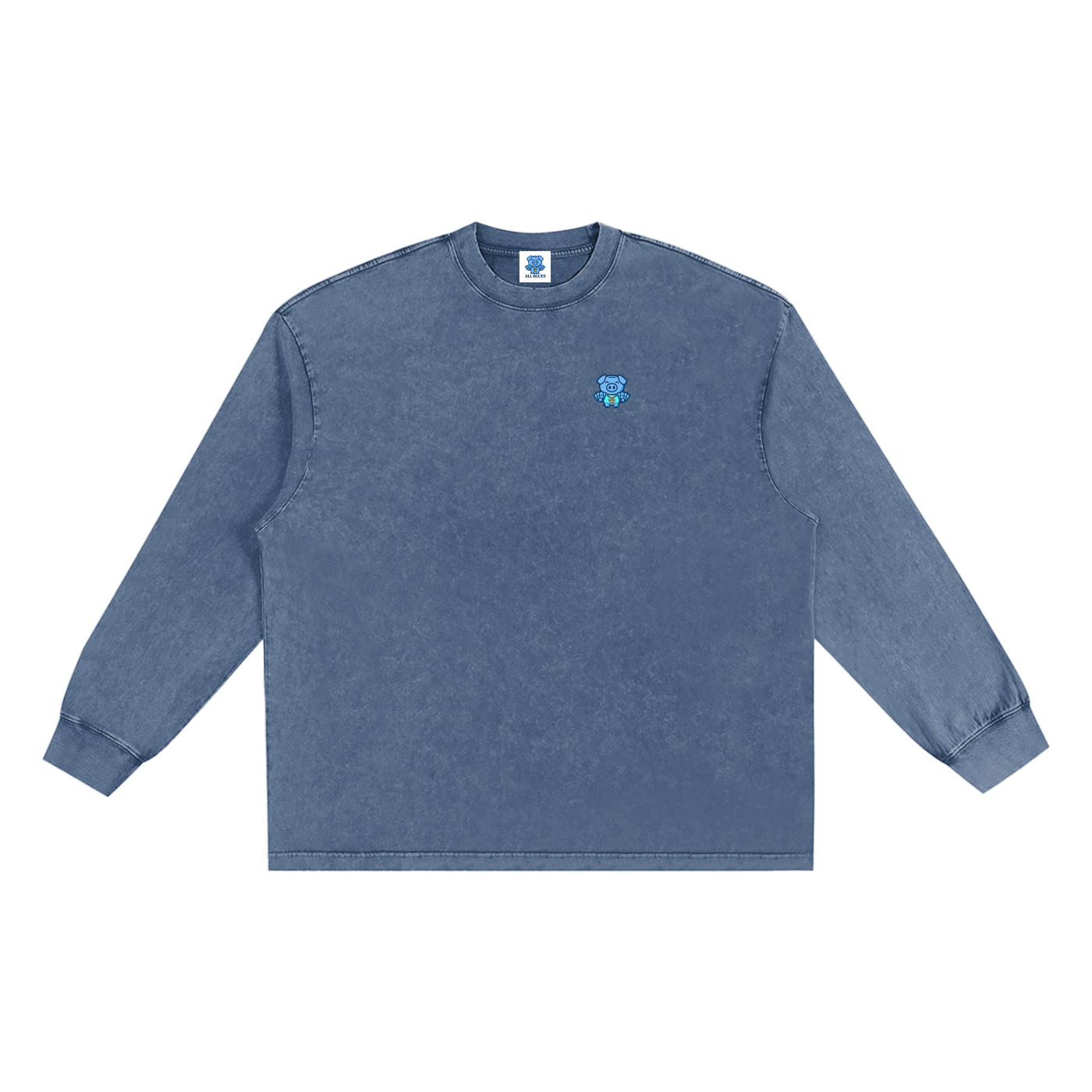 All Blues Marino Snow Washed Frayed Edge Longsleeve