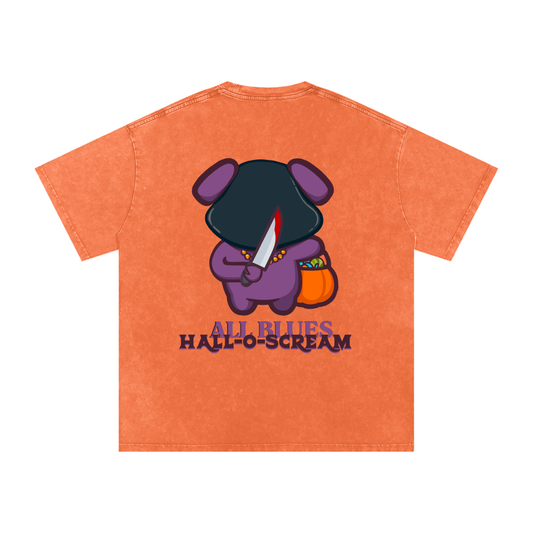 All Blues Hall-O-Scream Snow Washed Oversized Cotton T Shirt