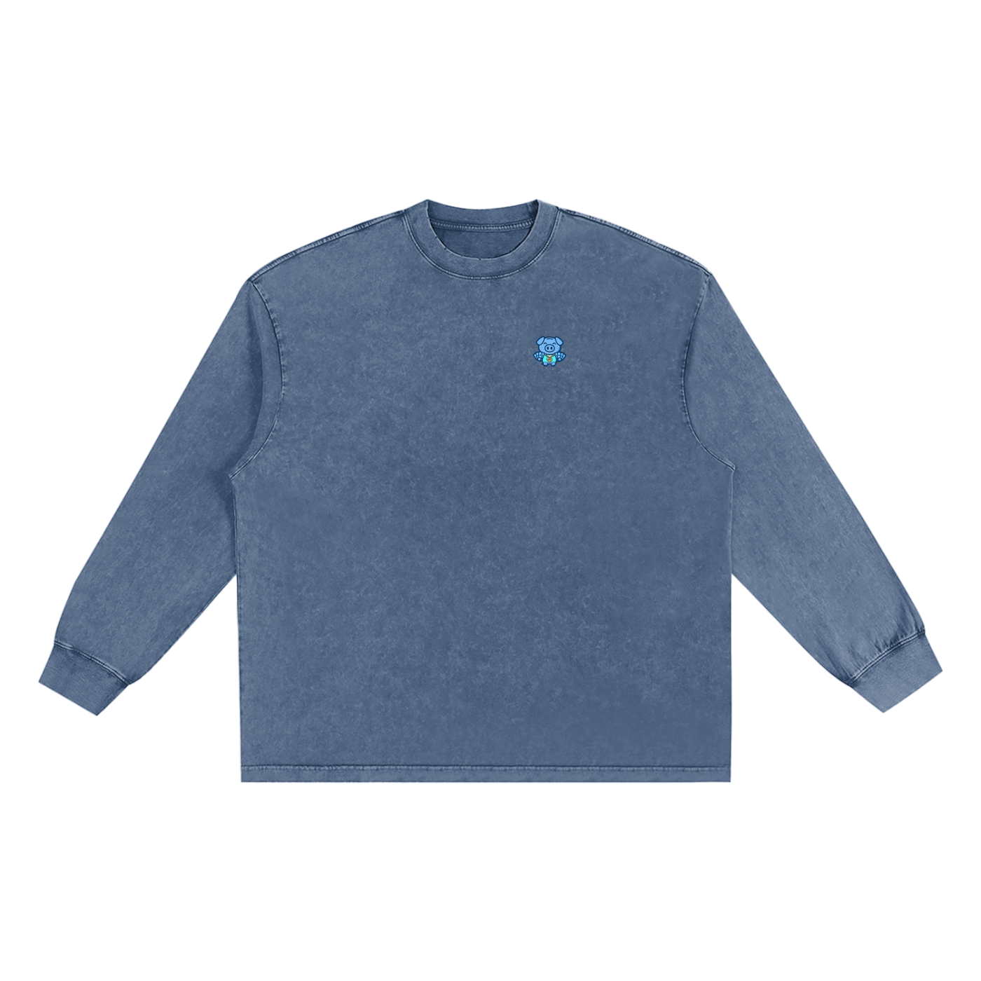 All Blues Marino Snow Washed Frayed Edge Longsleeve