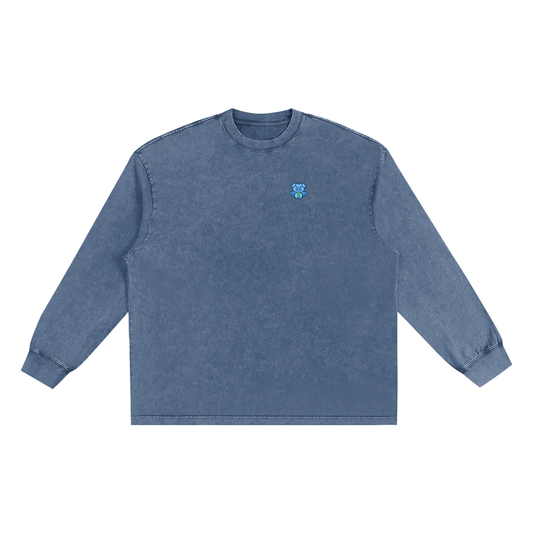 All Blues Marino Snow Washed Frayed Edge Longsleeve