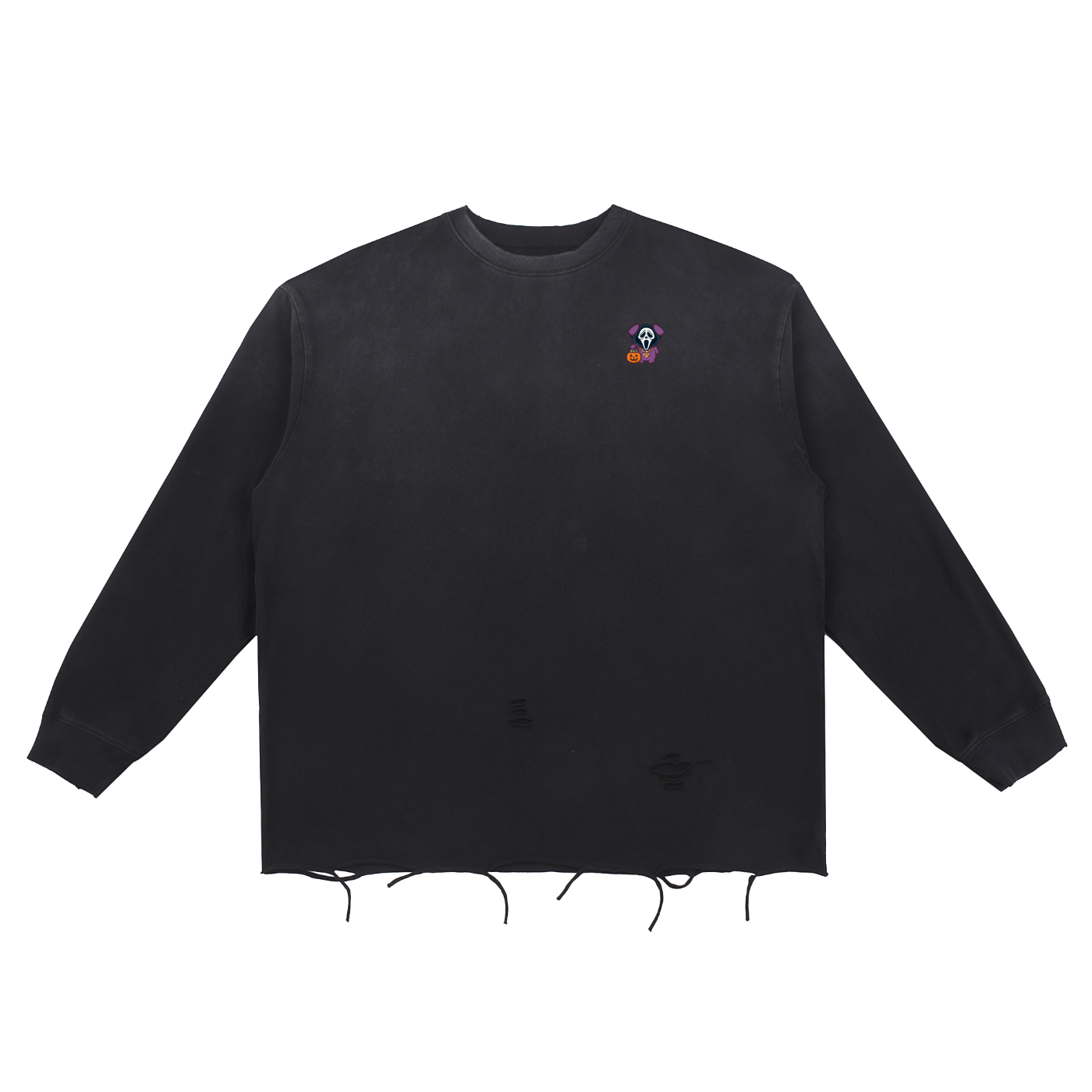 All Blues Hall-O-Scream Snow Wash Raw Edge Cotton Longsleeve T Shirt