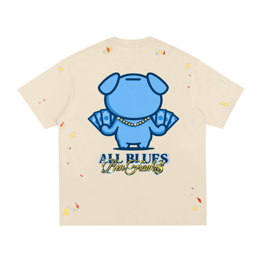 All Blues Ben Frank$ Paint Splatter T Shirt